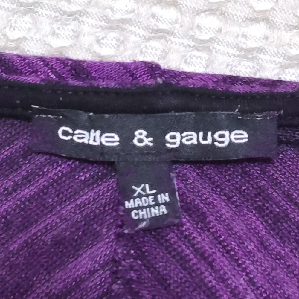 Cable & Gauge XL Purple Tunic Top 3/4 Sleeve Asymmetrical Hem Blouse Casual - Picture 4 of 11